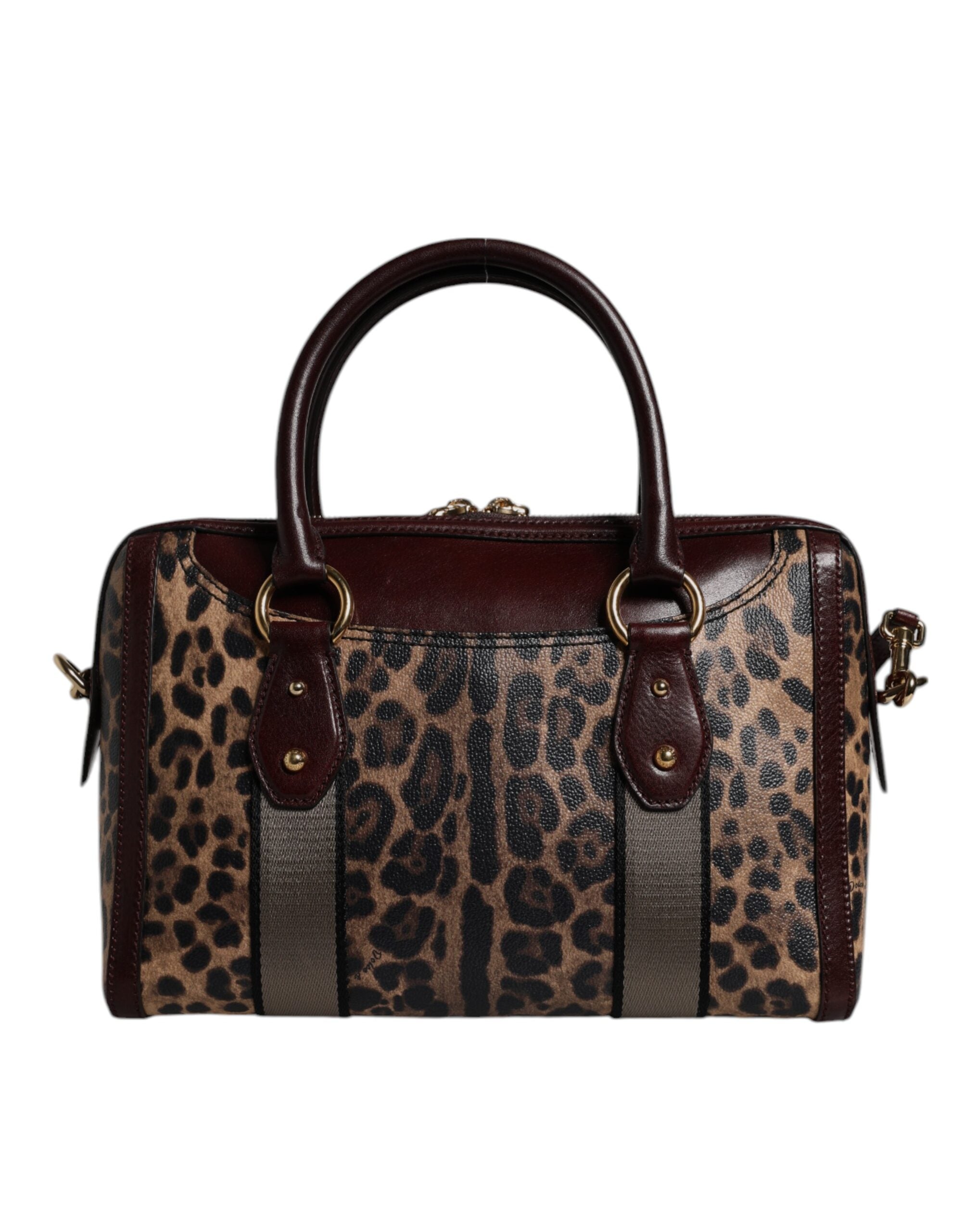 Dolce & Gabbana Kahverengi Leopar Deri Omuz Askılı Spor Çantası